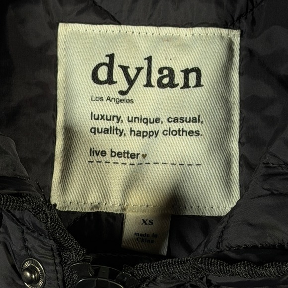 Dylan Los Angeles Black Quilted Hooded Long Vest Jacket‎ XS Made in China - Picture 6 of 9